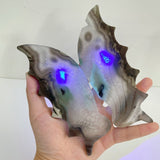 3 Pairs Volcano Agate Flying Dragon Carving With Stand (UV Reactive)1 - Wholesale Crystals