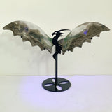 3 Pairs Volcano Agate Flying Dragon Carving With Stand (UV Reactive)1 - Wholesale Crystals