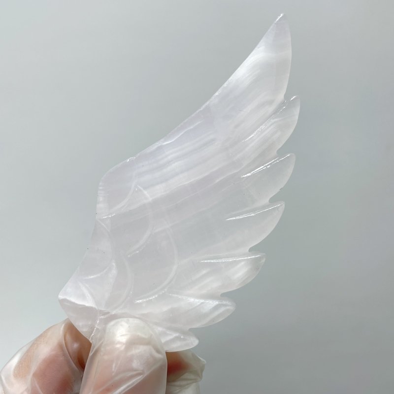 3 Pairs White Calcite Small Pegasus Wing Carving With Stand - Wholesale Crystals