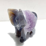 3 Pieces Amethyst Mixed Geode Druzy Agate Elephant Animal Carving A22 - Wholesale Crystals