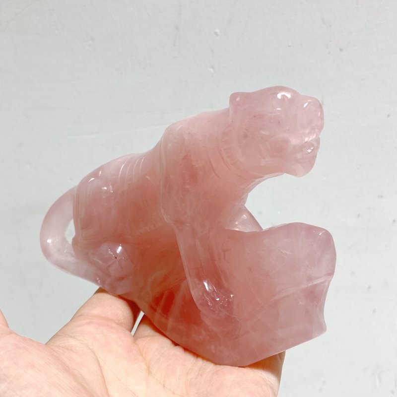 3 Pieces Beautiful Rose Quartz Leopard Carving -Wholesale Crystals