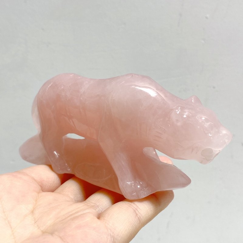 3 Pieces Beautiful Rose Quartz Leopard Carving -Wholesale Crystals