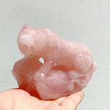 3 Pieces Beautiful Rose Quartz Leopard Carving -Wholesale Crystals