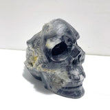 3 Pieces Black Clear Quartz Cluster Skull Carving - Wholesale Crystals