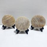 3 Pieces Blue Moonstone Round Plate Home Decor With Plastic Base - Wholesale Crystals