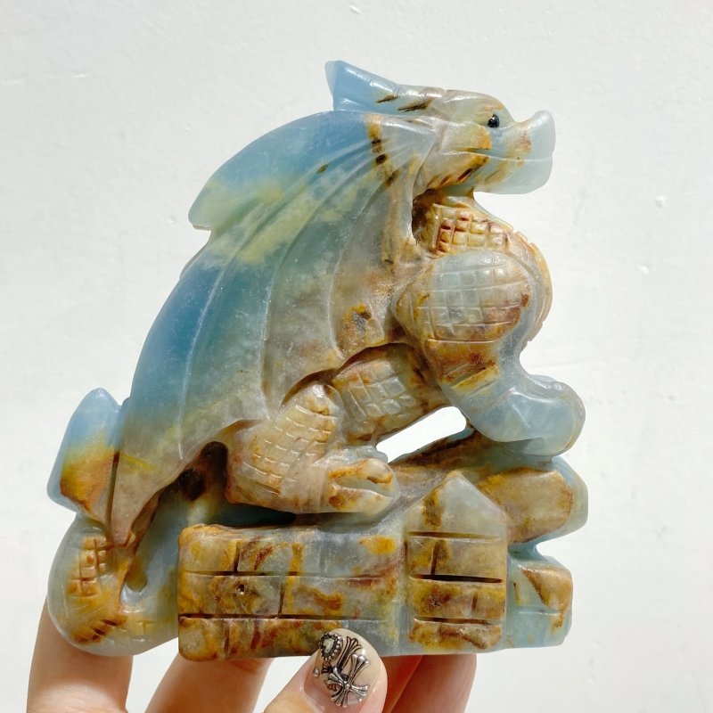 3 Pieces Blue Onyx Flying Dragon Castle Carving(Defect) -Wholesale Crystals