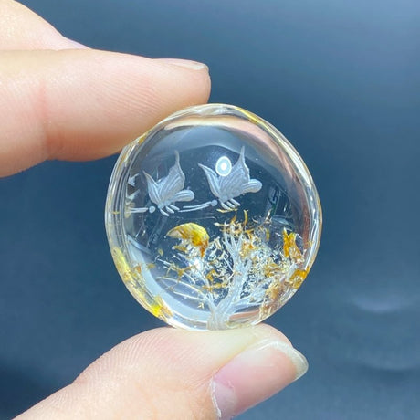3 Pieces Butterfly Garden Quartz Inner Scene Carving - Wholesale Crystals