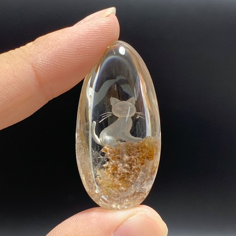3 Pieces Cat Garden Quartz Inner Scene Carving -Wholesale Crystals