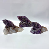 3 Pieces Chevron Amethyst Lizard Carving -Wholesale Crystals