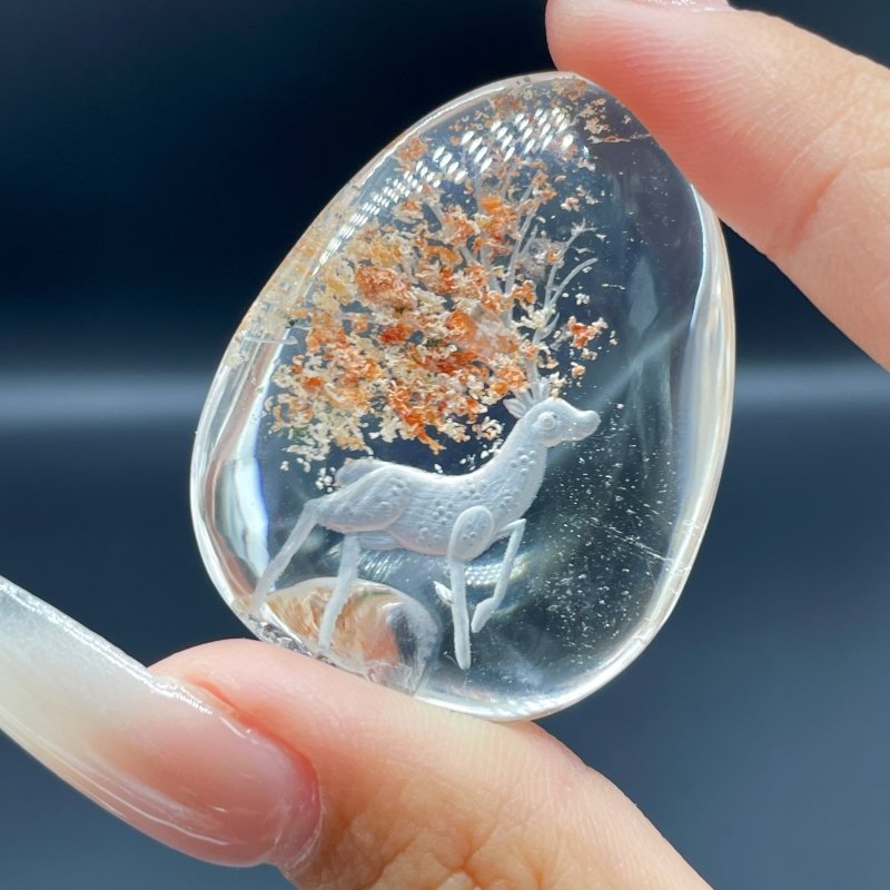 3 Pieces Deer Garden Quartz Inner Scene Carving - Wholesale Crystals