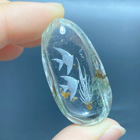 3 Pieces Fish Garden Quartz Inner Scene Carving - Wholesale Crystals