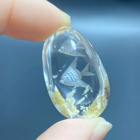 3 Pieces Fish Garden Quartz Inner Scene Carving - Wholesale Crystals