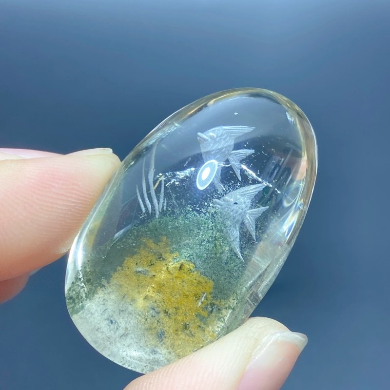 3 Pieces Fish Garden Quartz Inner Scene Carving - Wholesale Crystals