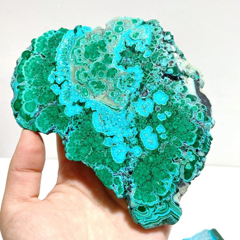 3 Pieces High Quality Beautiful Chrysocolla Mixed Malachite Slab Specimen 2 - Wholesale Crystals