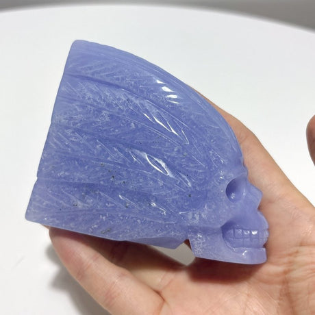 3 Pieces High Quality Blue Lace Agate Skull Carving - Wholesale Crystals