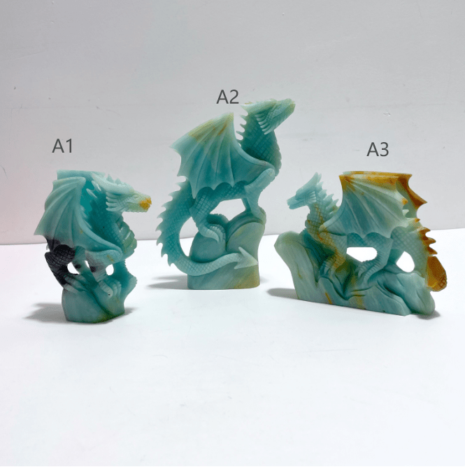 3 Pieces High Quality Caribbean Calcite Flying Dragon Castle Carving - Wholesale Crystals