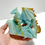 3 Pieces High Quality Caribbean Calcite Flying Dragon Castle Carving - Wholesale Crystals