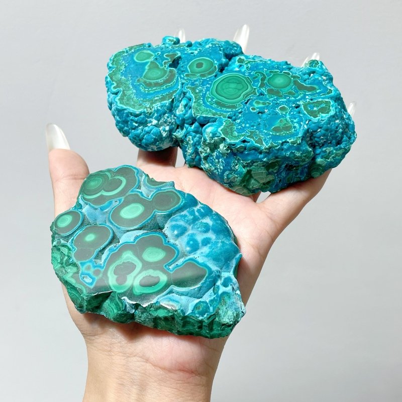 3 Pieces High Quality Chrysocolla Mixed Malachite Slab Specimen - Wholesale Crystals