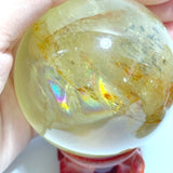 3 Pieces High Quality Dentritic Quartz Citrine Spheres With Rainbow For Collection - Wholesale Crystals