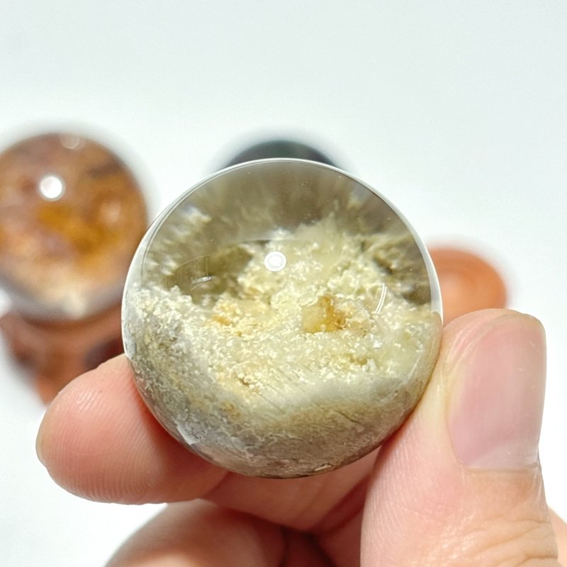 3 Pieces High Quality Garden Quartz Sphere With Stand - Wholesale Crystals