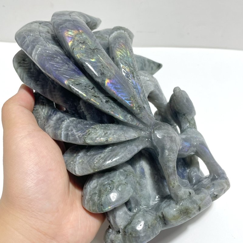 3 Pieces Labradorite Nine - tailed Fox Carving - Wholesale Crystals