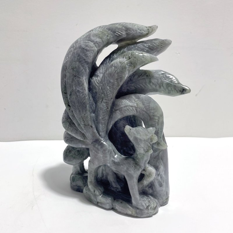 3 Pieces Labradorite Nine - tailed Fox Carving - Wholesale Crystals