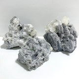 3 Pieces Large Black Clear Quartz Cluster Mixed Calcite Specimen -Wholesale Crystals