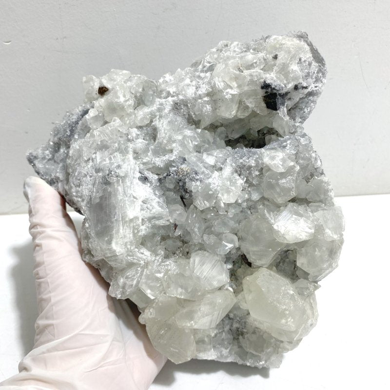 3 Pieces Large Black Clear Quartz Cluster Mixed Calcite Specimen -Wholesale Crystals