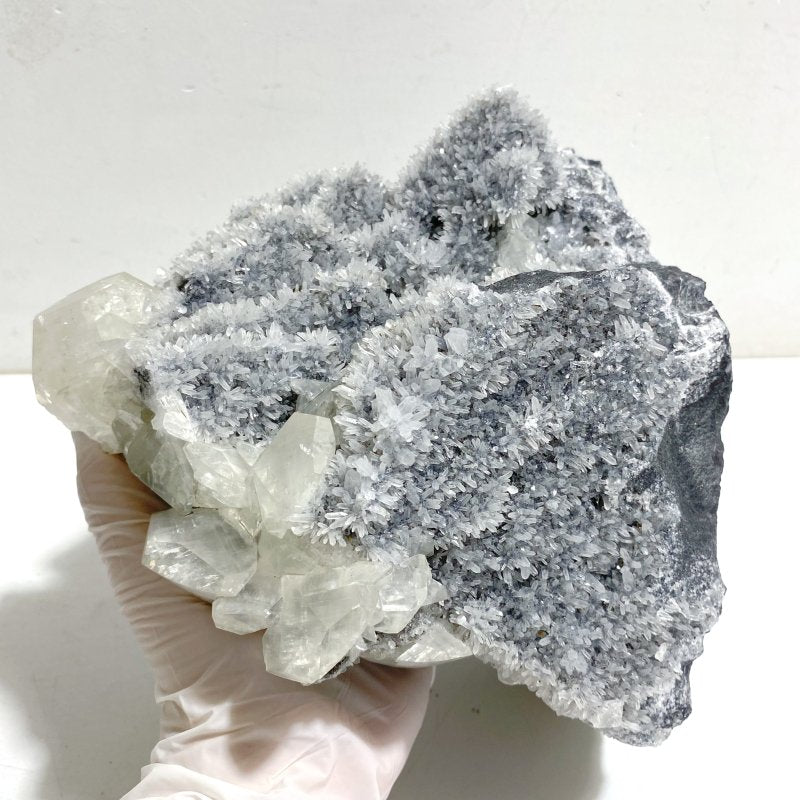 3 Pieces Large Black Clear Quartz Cluster Mixed Calcite Specimen -Wholesale Crystals