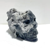 3 Pieces Large Black Clear Quartz Cluster Skull Carving - Wholesale Crystals