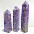 3 Pieces Large Charoite Four - sided Tower Point - Wholesale Crystals