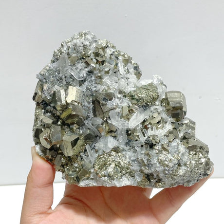 3 Pieces Large Pyrite Mixed Clear Quartz Cluster Specimen For Collection - Wholesale Crystals