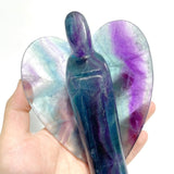 3 Pieces Large Rainbow Fluorite Angel Carving - Wholesale Crystals