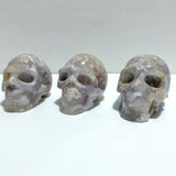 3 Pieces Large Sakura Flower Agate Skull Carving - Wholesale Crystals