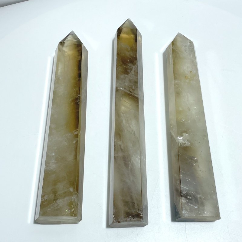 3 Pieces Large Smoky Quartz Tower 13.5 - 14.9in - Wholesale Crystals