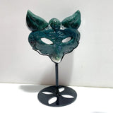 3 Pieces Moss Agate Fox Mask Carving With Stand - Wholesale Crystals