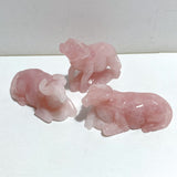3 Pieces Rose Quartz Cattle Carving -Wholesale Crystals