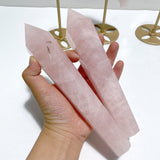 3 Pieces Rose Quartz Magic Scepter Wand with Stand - Wholesale Crystals