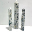 3 Pieces Tall Geode Druzy White Moss Agate Tower Points - Wholesale Crystals