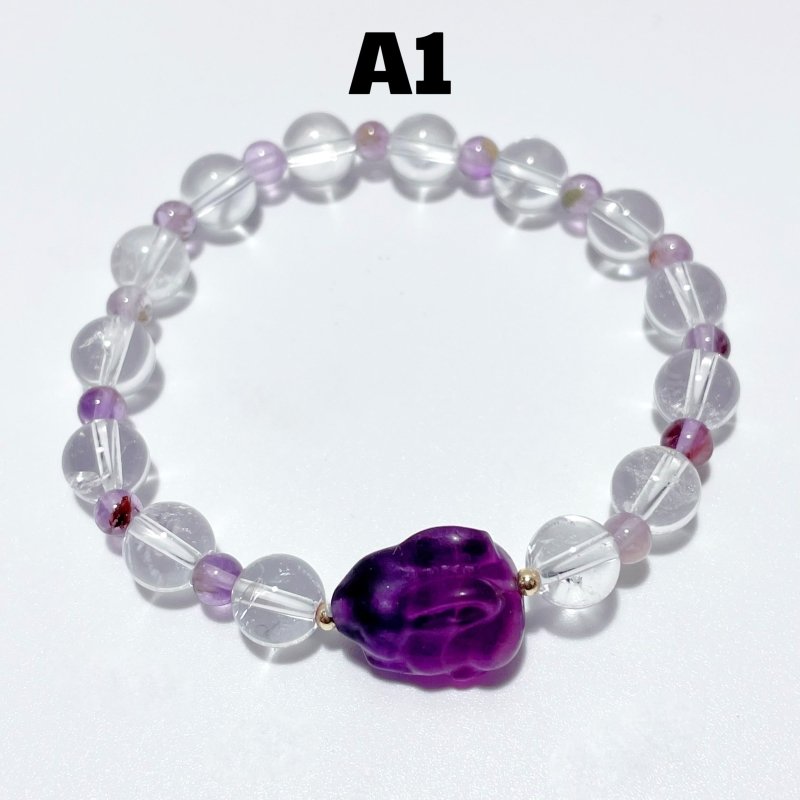3 Types Fluorite Rabbit With Clear Quartz Bracelet Wholesale Original Design - Wholesale Crystals