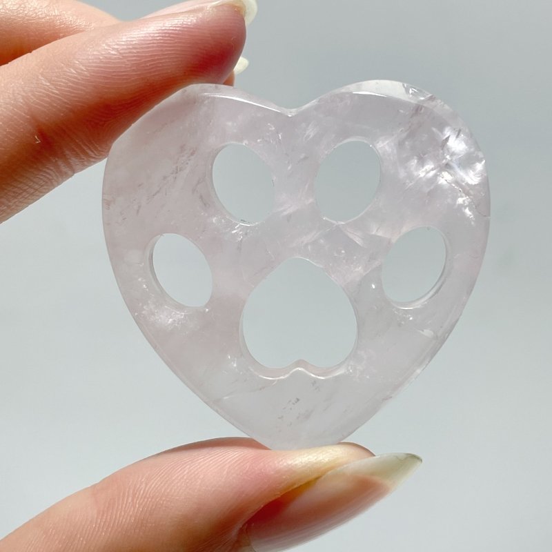 3 Types Heart Shaped Cat Paw Wholesale Fluorite Rose Quartz - Wholesale Crystals