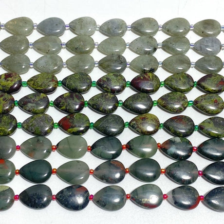 3 Types Mini Drilled Waterdrop Shape DIY Beads Strands Wholesale Dragon Blood Stone Labradorite - Wholesale Crystals