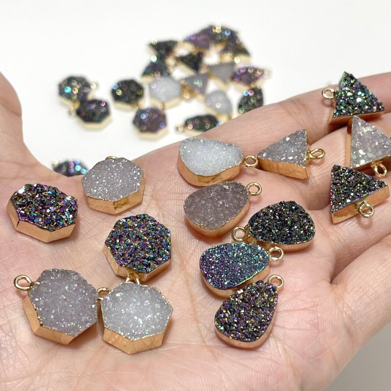 3 Types Mixed Colors Aura Geode Druzy Agate Pendant Wholesale - Wholesale Crystals