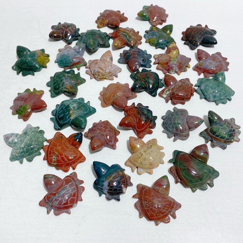 31 Pieces Colourful Ocean Jasper Sea Turtle Carving - Wholesale Crystals