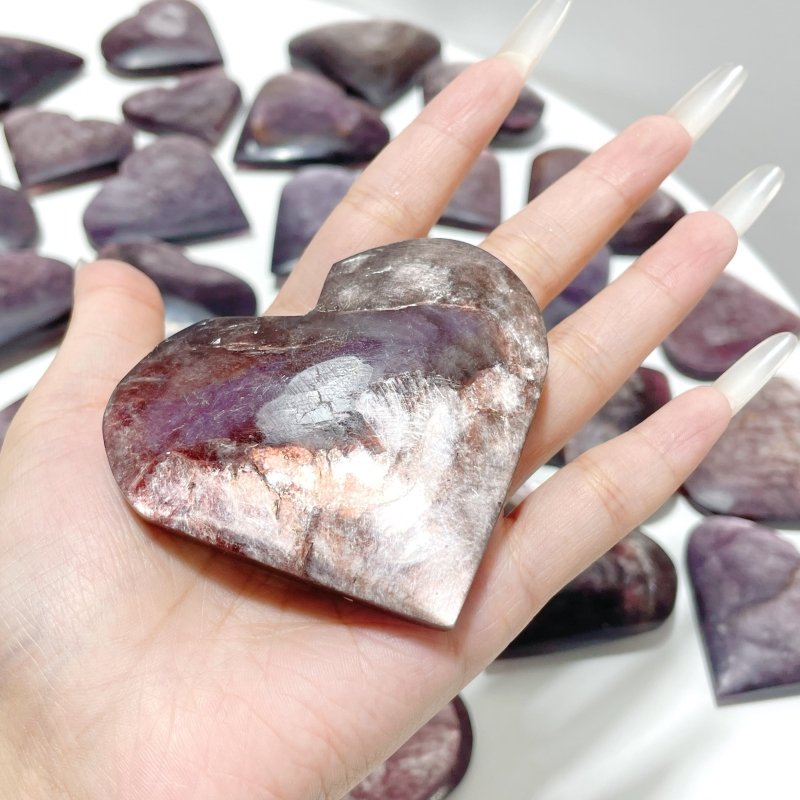 31 Pieces High Quality Flash Lepidolite Heart - Wholesale Crystals