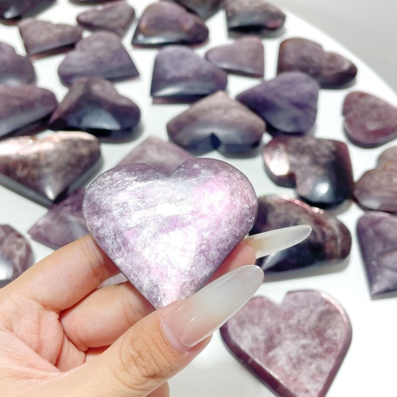 31 Pieces High Quality Flash Lepidolite Heart - Wholesale Crystals