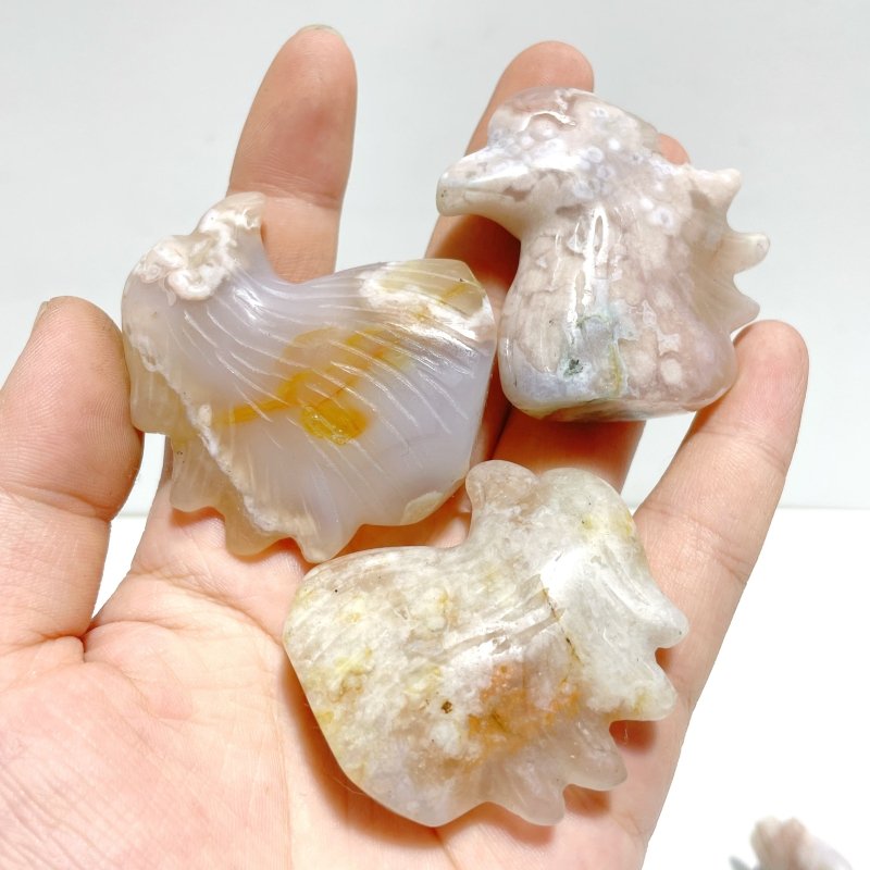 31 Pieces Sakura Flower Agate Eagle Carving - Wholesale Crystals