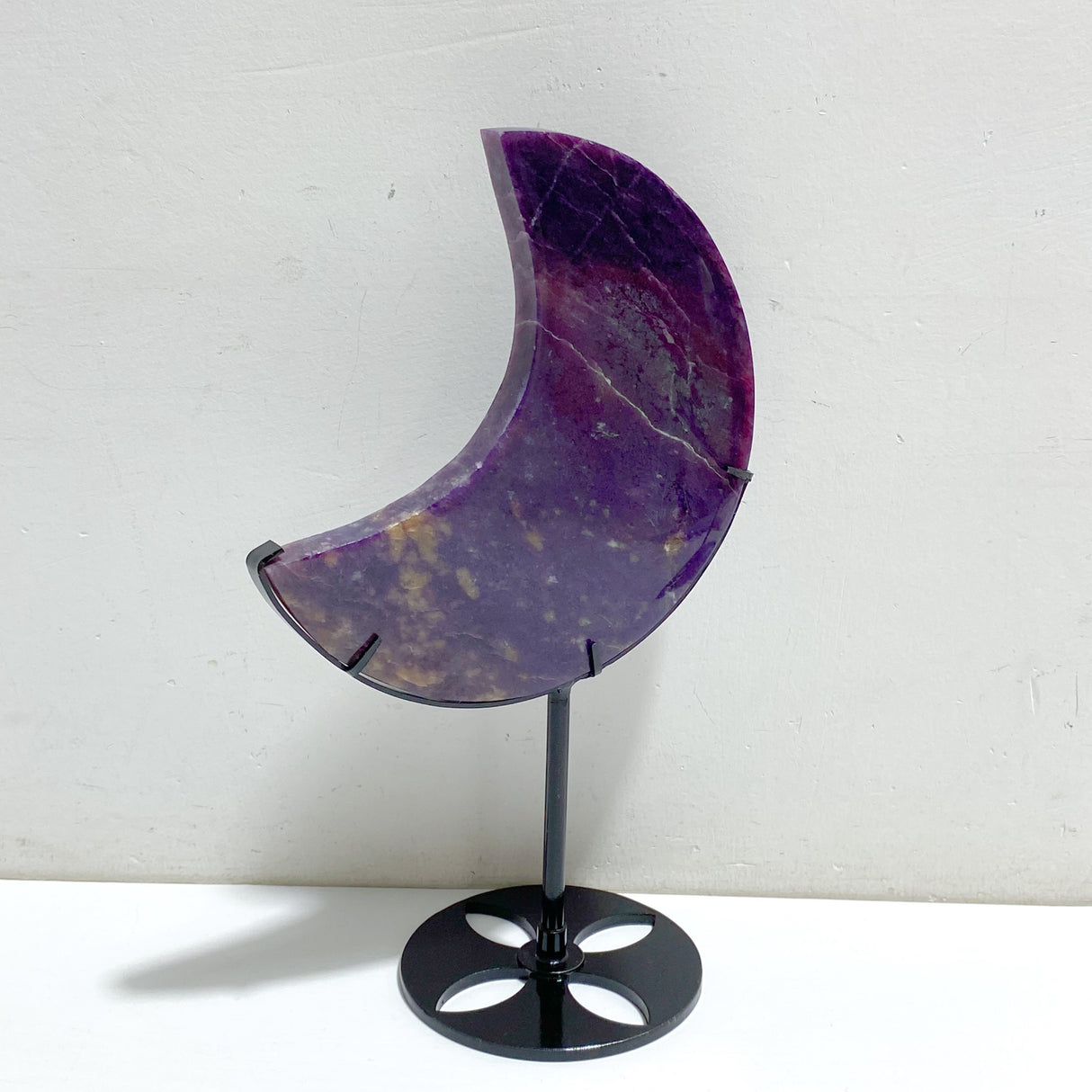 4 Pieces Large Charoite Moon Carving With Stand #1