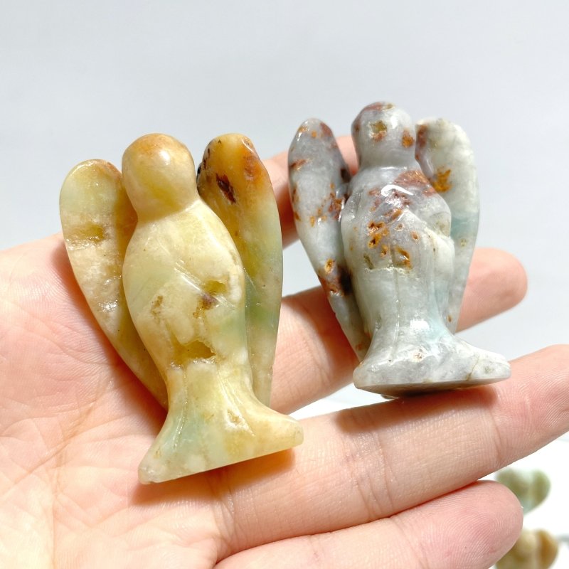 33 Pieces Caribbean Clacite Angel Carving Closeout (defect) - Wholesale Crystals