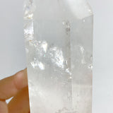 Large Clear Quartz Point Raw Bottom With Stand